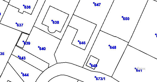 Parcela st. 646 v KÚ Želechovice nad Dřevnicí, Katastrální mapa