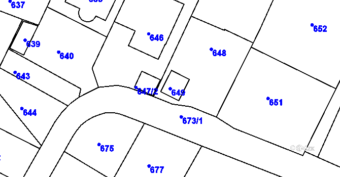 Parcela st. 649 v KÚ Želechovice nad Dřevnicí, Katastrální mapa