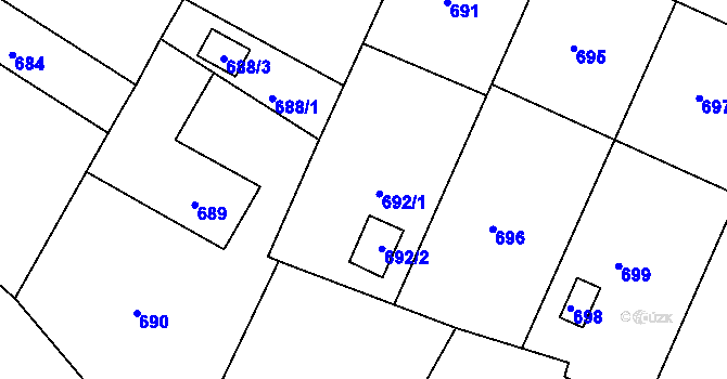 Parcela st. 692 v KÚ Želechovice nad Dřevnicí, Katastrální mapa