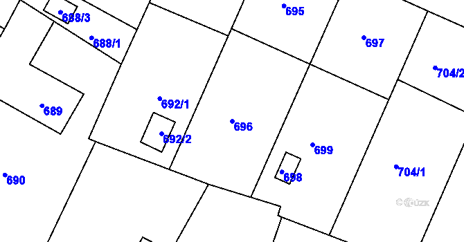 Parcela st. 696 v KÚ Želechovice nad Dřevnicí, Katastrální mapa