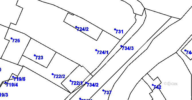 Parcela st. 724/1 v KÚ Želechovice nad Dřevnicí, Katastrální mapa