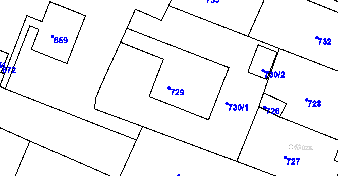 Parcela st. 729 v KÚ Želechovice nad Dřevnicí, Katastrální mapa