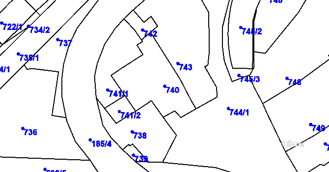 Parcela st. 740 v KÚ Želechovice nad Dřevnicí, Katastrální mapa