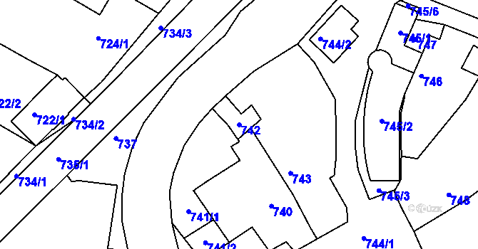 Parcela st. 742 v KÚ Želechovice nad Dřevnicí, Katastrální mapa