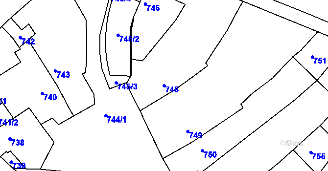 Parcela st. 748 v KÚ Želechovice nad Dřevnicí, Katastrální mapa