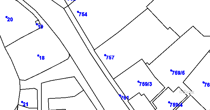 Parcela st. 757 v KÚ Želechovice nad Dřevnicí, Katastrální mapa