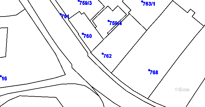 Parcela st. 762 v KÚ Želechovice nad Dřevnicí, Katastrální mapa