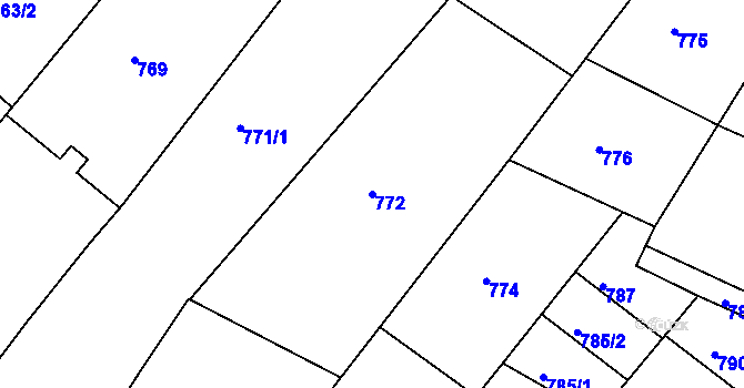 Parcela st. 772 v KÚ Želechovice nad Dřevnicí, Katastrální mapa