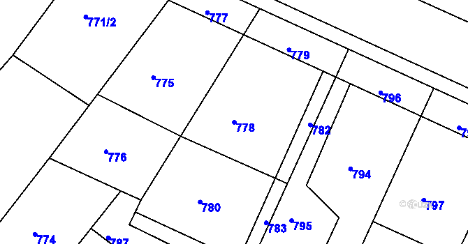 Parcela st. 778 v KÚ Želechovice nad Dřevnicí, Katastrální mapa