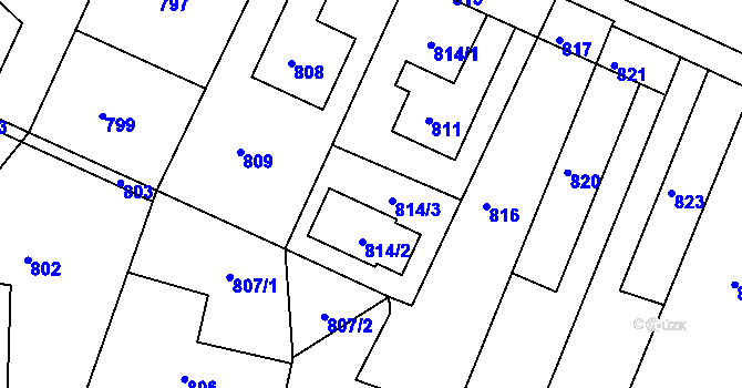 Parcela st. 814 v KÚ Želechovice nad Dřevnicí, Katastrální mapa