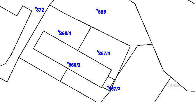 Parcela st. 867/1 v KÚ Želechovice nad Dřevnicí, Katastrální mapa