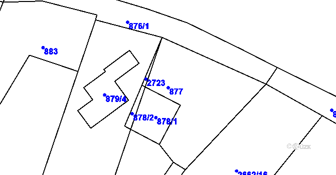Parcela st. 877 v KÚ Želechovice nad Dřevnicí, Katastrální mapa