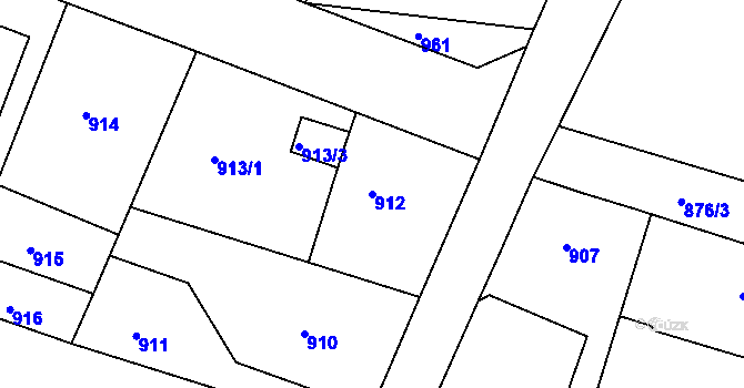 Parcela st. 912 v KÚ Želechovice nad Dřevnicí, Katastrální mapa