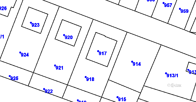 Parcela st. 917 v KÚ Želechovice nad Dřevnicí, Katastrální mapa