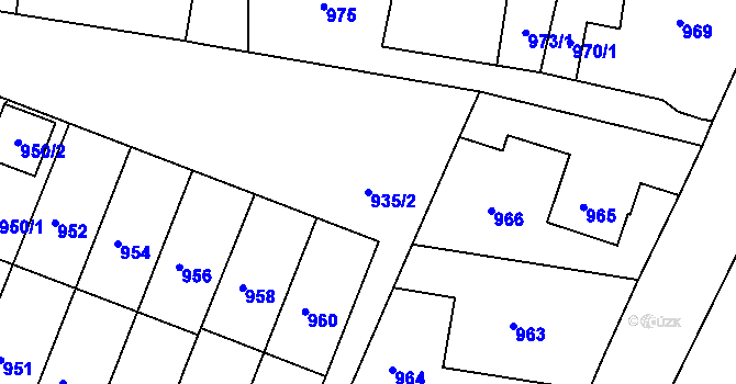 Parcela st. 935/2 v KÚ Želechovice nad Dřevnicí, Katastrální mapa