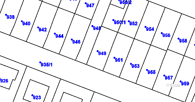 Parcela st. 949 v KÚ Želechovice nad Dřevnicí, Katastrální mapa