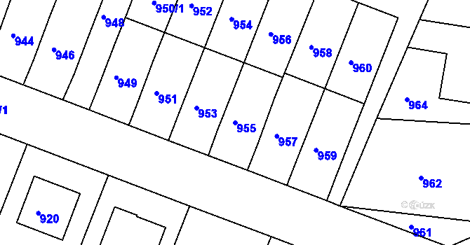 Parcela st. 955 v KÚ Želechovice nad Dřevnicí, Katastrální mapa