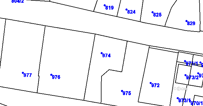Parcela st. 974 v KÚ Želechovice nad Dřevnicí, Katastrální mapa