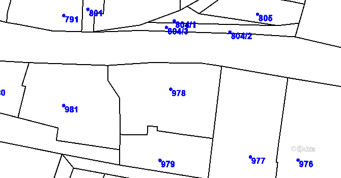 Parcela st. 978 v KÚ Želechovice nad Dřevnicí, Katastrální mapa