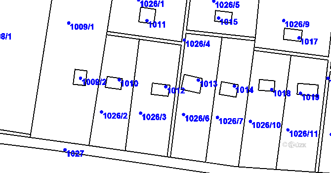 Parcela st. 1012 v KÚ Želechovice nad Dřevnicí, Katastrální mapa