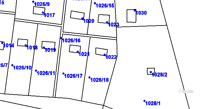 Parcela st. 1022 v KÚ Želechovice nad Dřevnicí, Katastrální mapa
