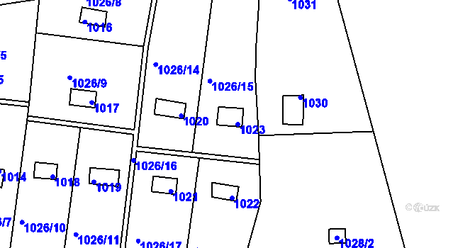 Parcela st. 1023 v KÚ Želechovice nad Dřevnicí, Katastrální mapa