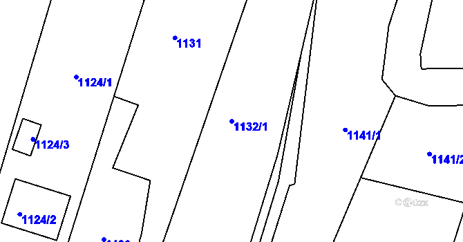 Parcela st. 1132/1 v KÚ Želechovice nad Dřevnicí, Katastrální mapa