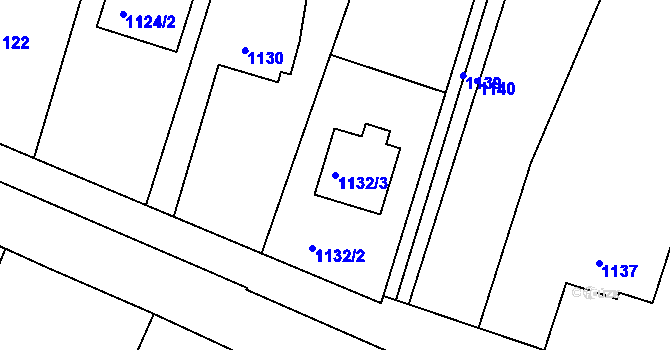 Parcela st. 1132/3 v KÚ Želechovice nad Dřevnicí, Katastrální mapa