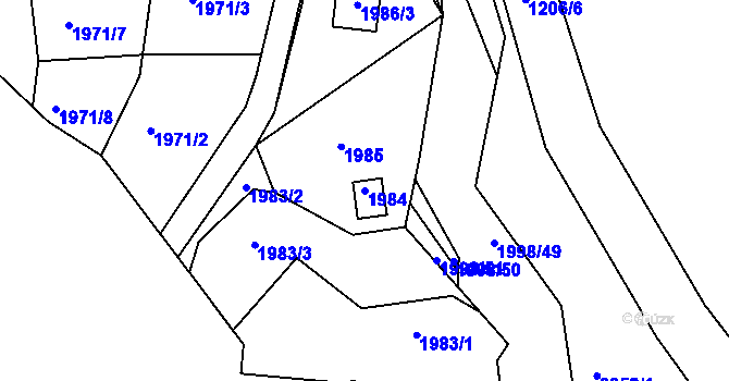 Parcela st. 1984 v KÚ Želechovice nad Dřevnicí, Katastrální mapa