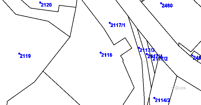 Parcela st. 2116 v KÚ Želechovice nad Dřevnicí, Katastrální mapa