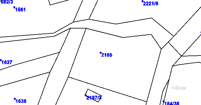 Parcela st. 2186 v KÚ Želechovice nad Dřevnicí, Katastrální mapa