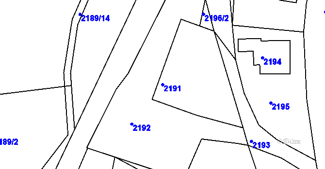 Parcela st. 2191 v KÚ Želechovice nad Dřevnicí, Katastrální mapa