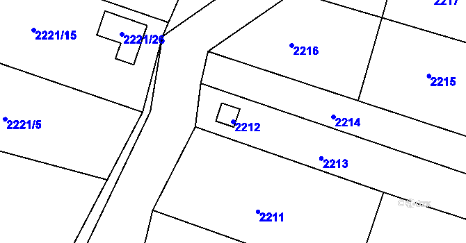 Parcela st. 2212 v KÚ Želechovice nad Dřevnicí, Katastrální mapa