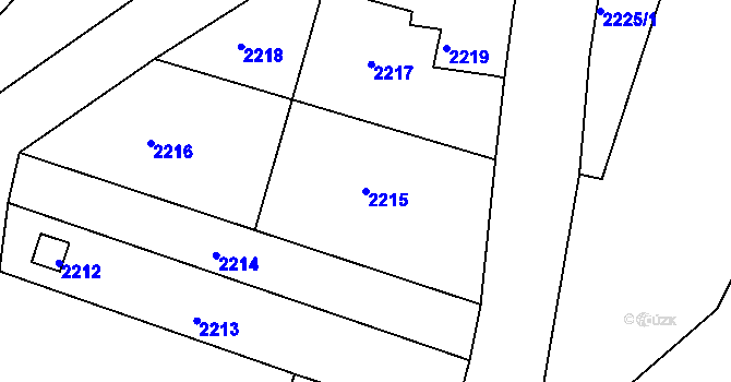 Parcela st. 2215 v KÚ Želechovice nad Dřevnicí, Katastrální mapa