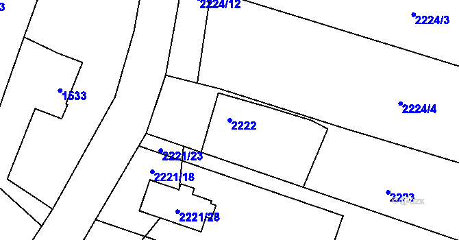 Parcela st. 2222 v KÚ Želechovice nad Dřevnicí, Katastrální mapa