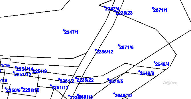 Parcela st. 2236/12 v KÚ Želechovice nad Dřevnicí, Katastrální mapa