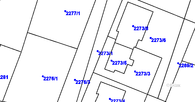 Parcela st. 2273/1 v KÚ Želechovice nad Dřevnicí, Katastrální mapa