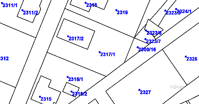 Parcela st. 2317/1 v KÚ Želechovice nad Dřevnicí, Katastrální mapa