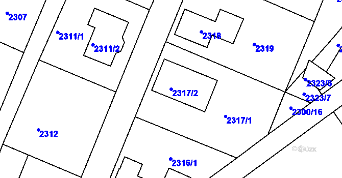Parcela st. 2317/2 v KÚ Želechovice nad Dřevnicí, Katastrální mapa