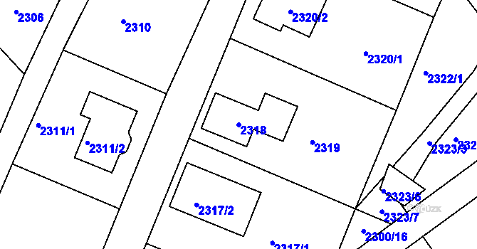 Parcela st. 2318 v KÚ Želechovice nad Dřevnicí, Katastrální mapa