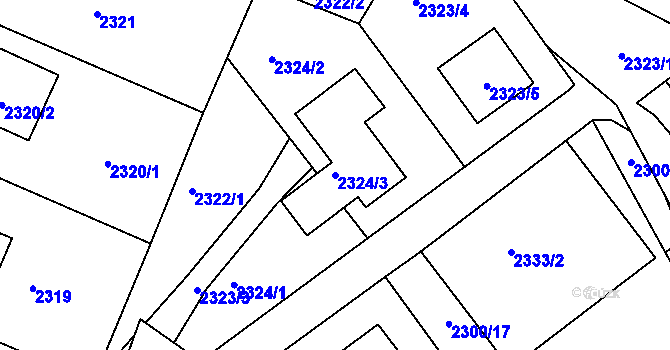 Parcela st. 2324/3 v KÚ Želechovice nad Dřevnicí, Katastrální mapa