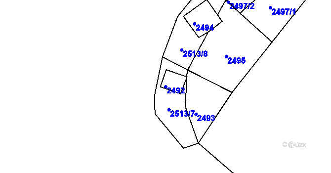 Parcela st. 2492 v KÚ Želechovice nad Dřevnicí, Katastrální mapa