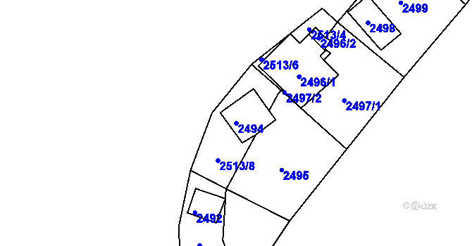 Parcela st. 2494 v KÚ Želechovice nad Dřevnicí, Katastrální mapa