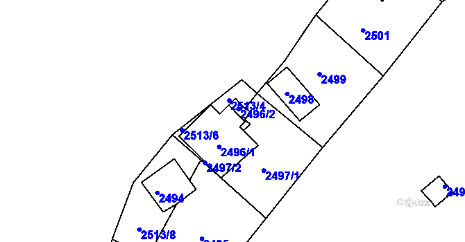 Parcela st. 2496 v KÚ Želechovice nad Dřevnicí, Katastrální mapa