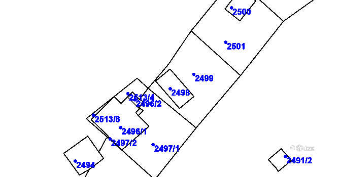 Parcela st. 2498 v KÚ Želechovice nad Dřevnicí, Katastrální mapa