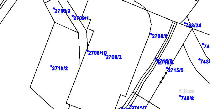 Parcela st. 2708/2 v KÚ Želechovice nad Dřevnicí, Katastrální mapa