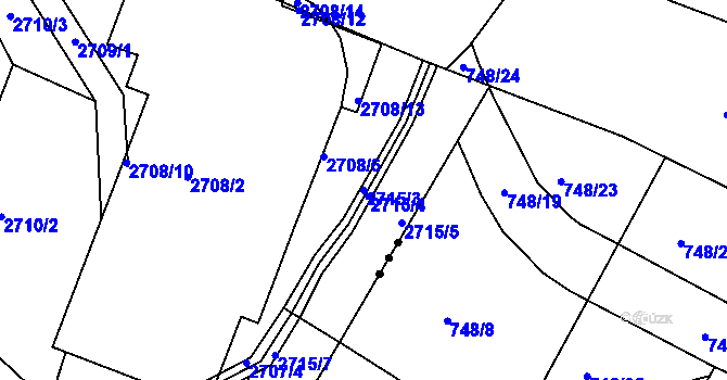 Parcela st. 2715/3 v KÚ Želechovice nad Dřevnicí, Katastrální mapa