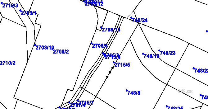 Parcela st. 2715/4 v KÚ Želechovice nad Dřevnicí, Katastrální mapa