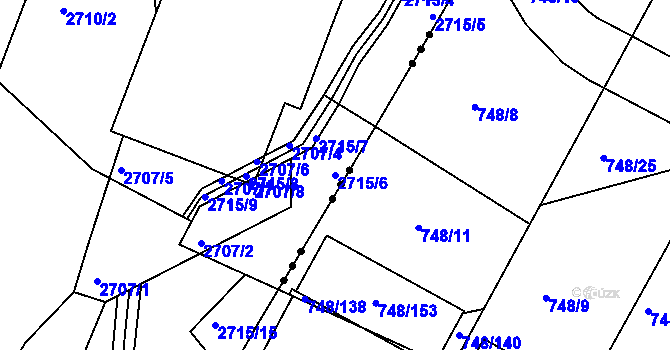 Parcela st. 2715/6 v KÚ Želechovice nad Dřevnicí, Katastrální mapa