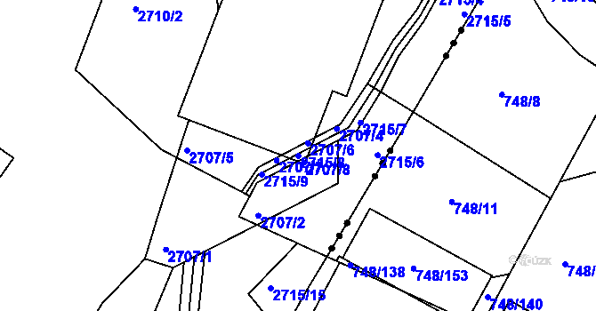 Parcela st. 2715/8 v KÚ Želechovice nad Dřevnicí, Katastrální mapa